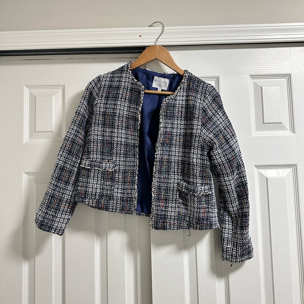 Vici Navy and White Tweed Blazer